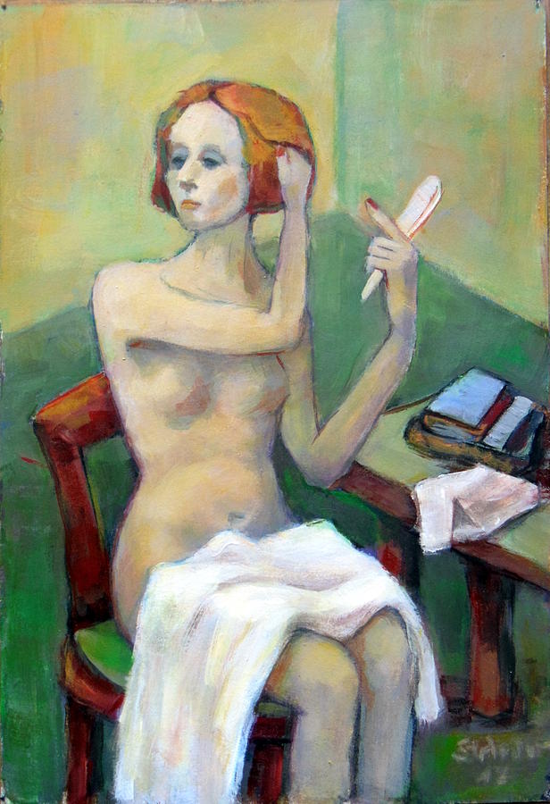 Woman Painting - Woman at her toilet by Alfons Niex