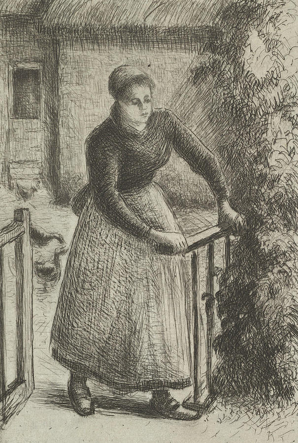 Woman at the Gate Relief by Camille Pissarro