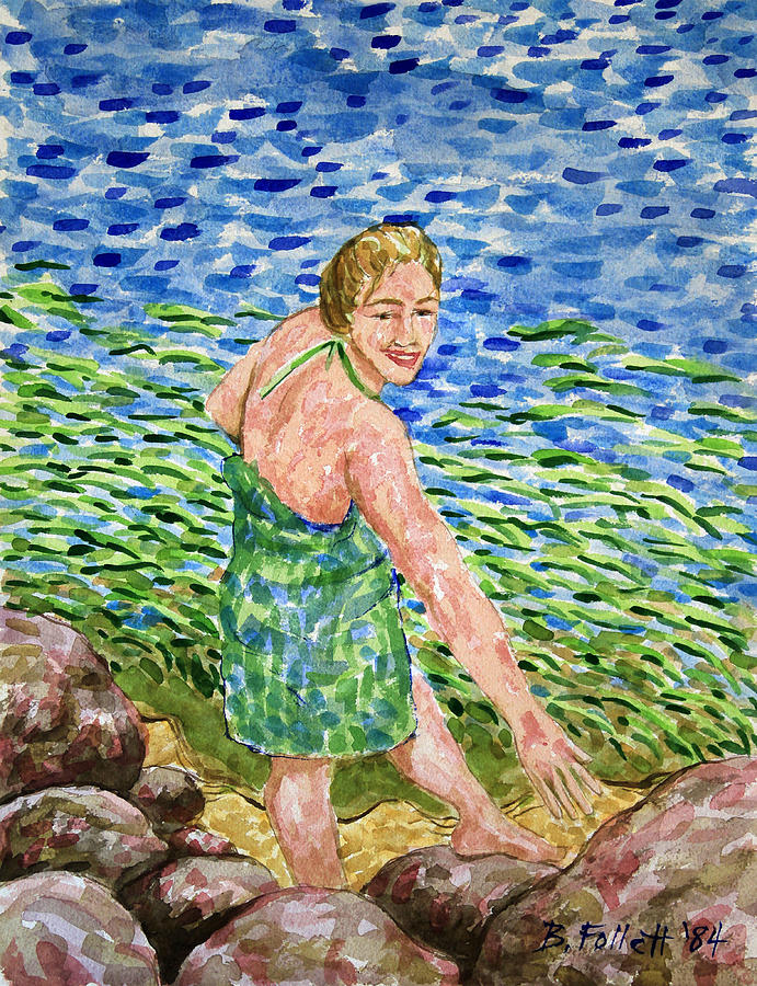 Woman at the River Painting by Bonnie Follett