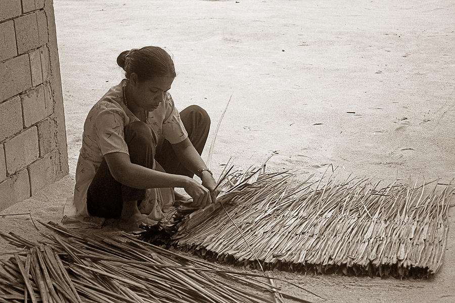 Sepia Photograph - Woman At Work by Terence Davis