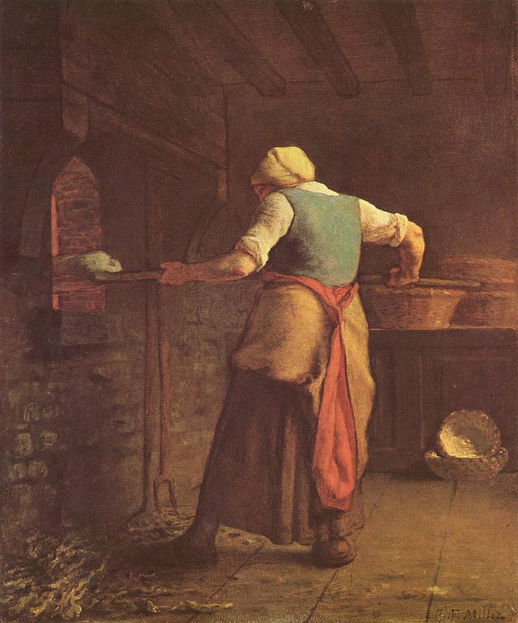 Woman baking bread Painting by MotionAge Designs