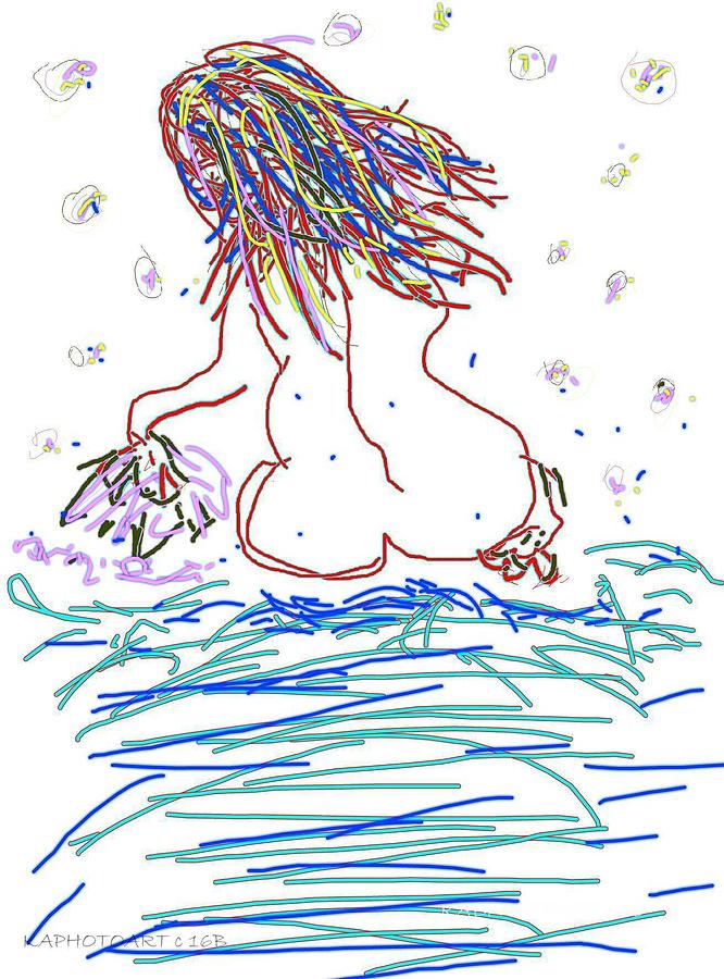 Woman Bathing Digital Art by Kathy Barney