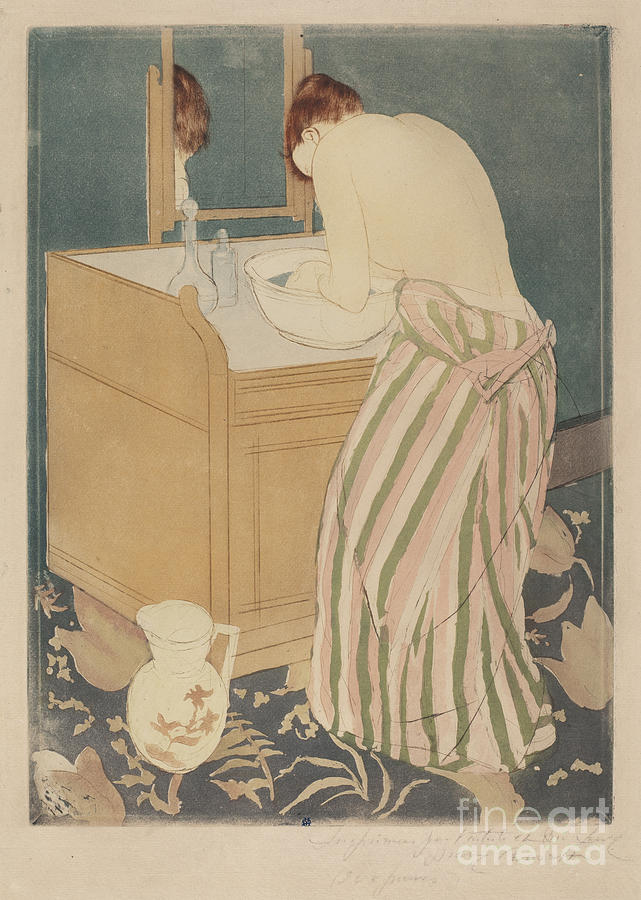 Woman Bathing Drawing by Mary Cassatt