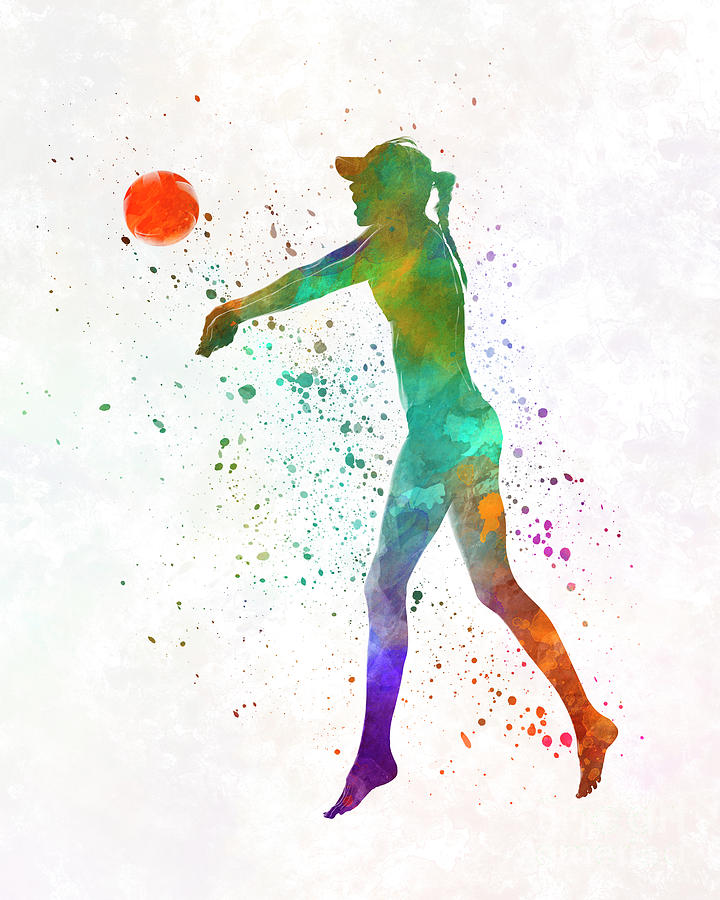 Women volleyball players in watercolor Leggings for Sale by