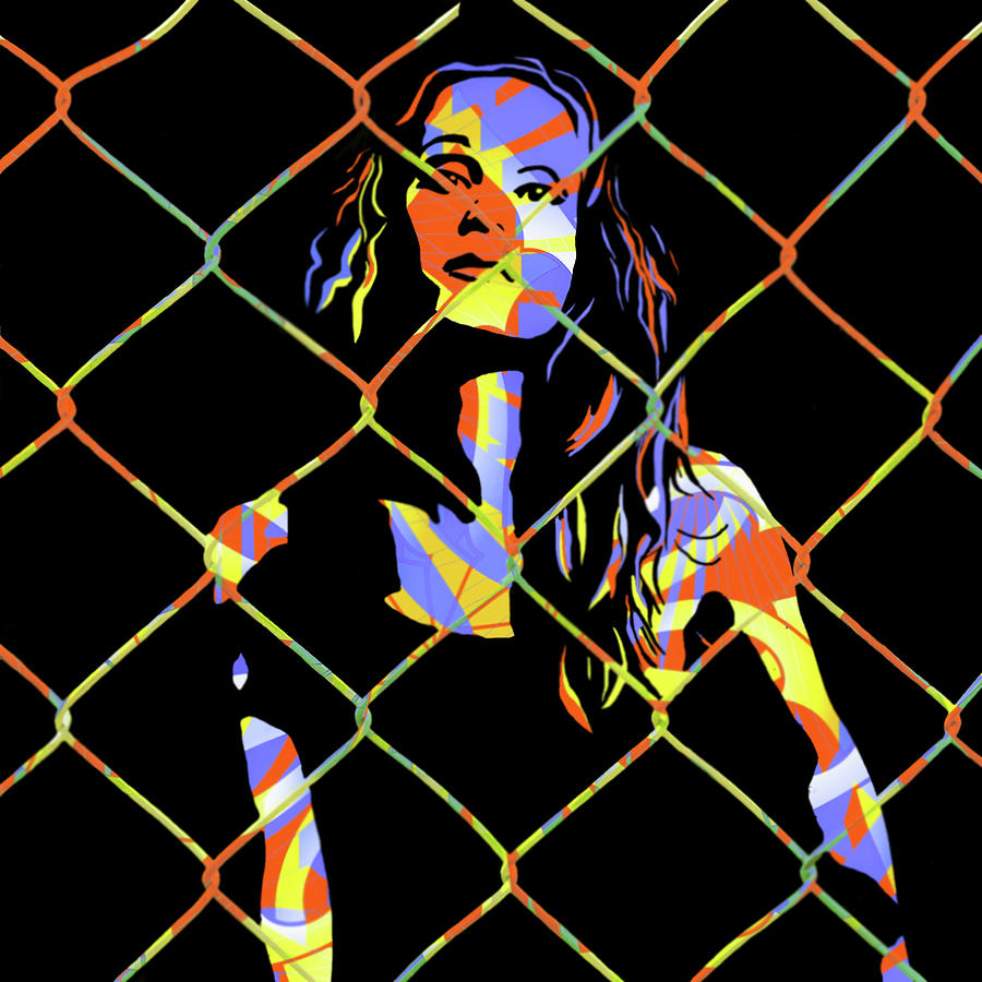 Woman Behind Chain Link Photograph