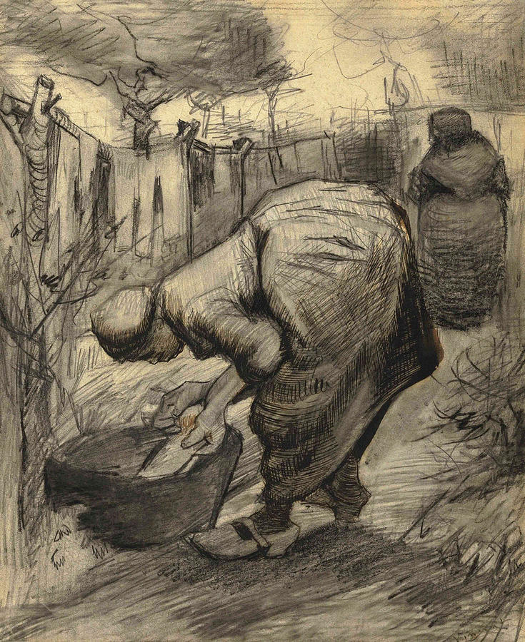 Woman By The Wash Tub In The Garden Painting By Vincent Van Gogh