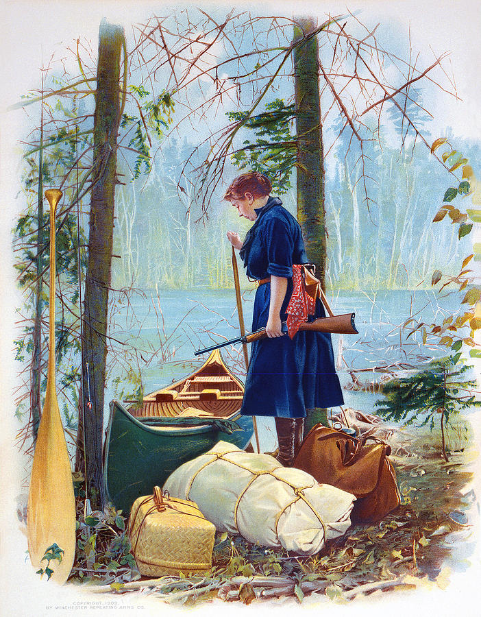 Vintage Painting - Woman Camper Cropped by Unknown