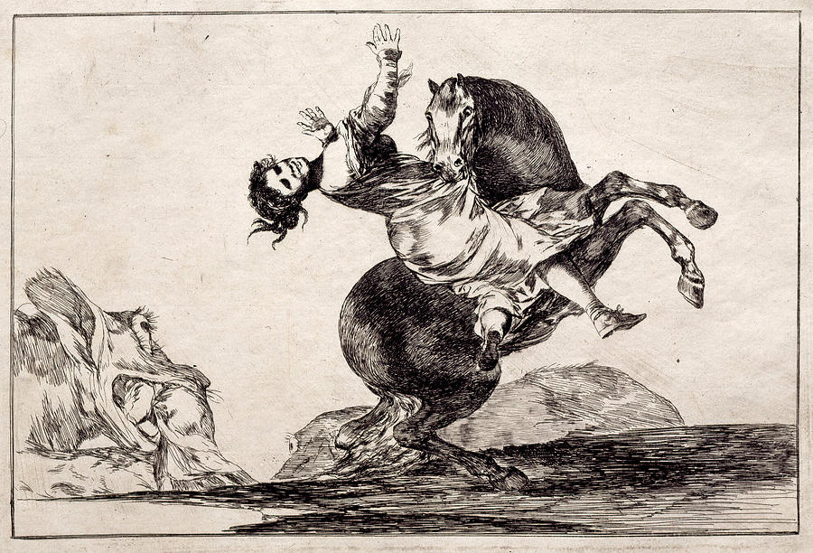 Francisco Goya Drawing - Woman Carried off by a Horse by Francisco Goya