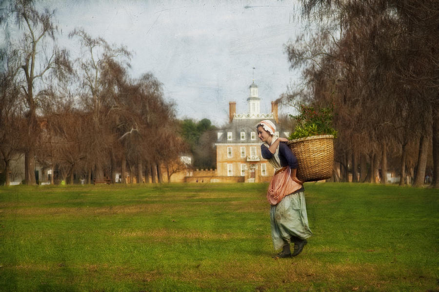 Woman Carrying Basket Photograph