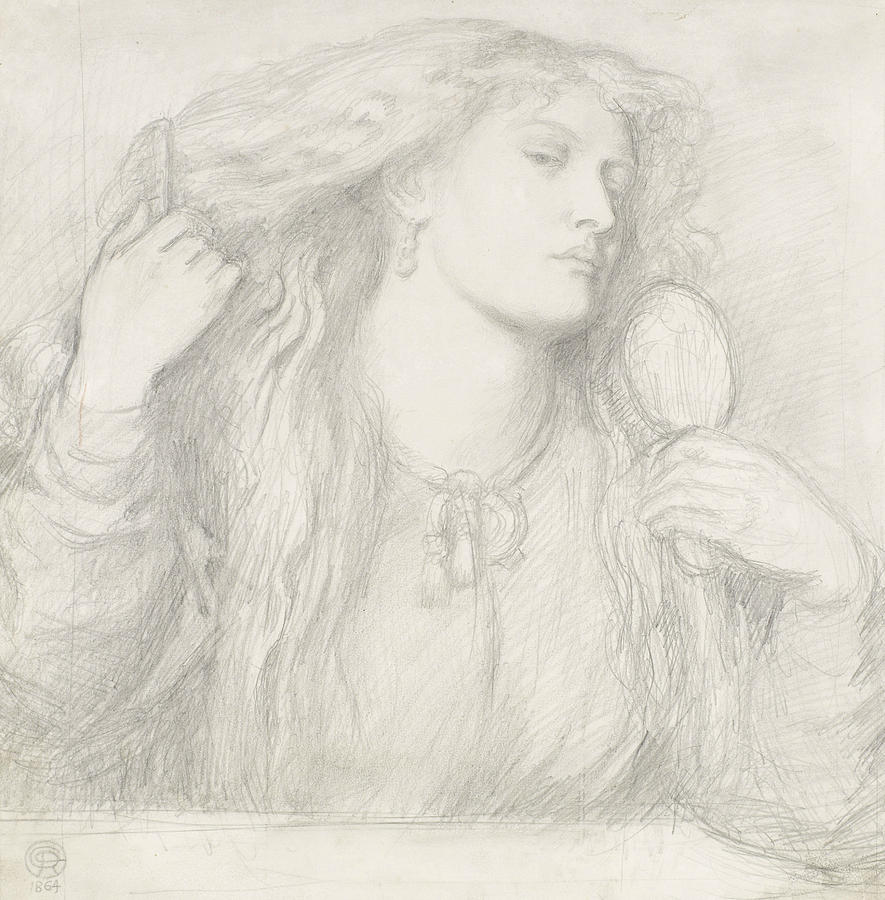 Woman Combing Her Hair, Fanny Cornforth Drawing by Dante Gabriel Rossetti