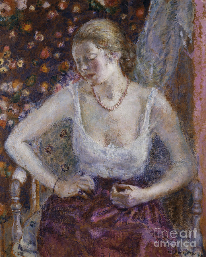 Woman Dressing Painting by Frederick Carl Frieseke