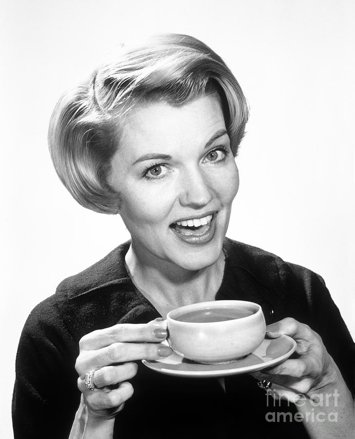 Woman Drinking Coffee, C.1960s Photograph by H. Armstrong Roberts/ClassicStock