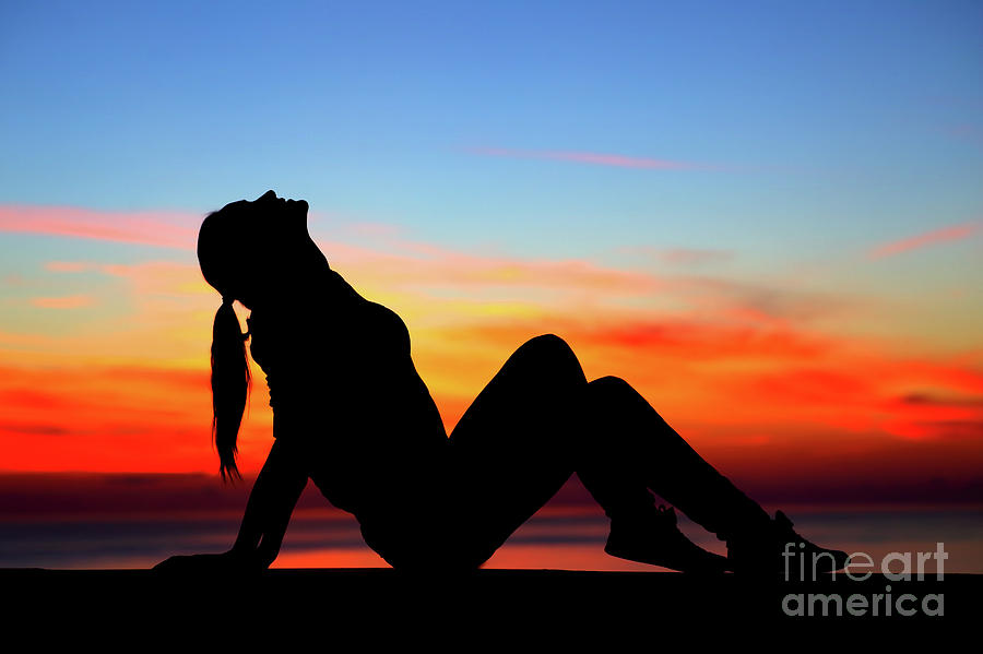 Woman enjoying sunset Photograph by Anna Om