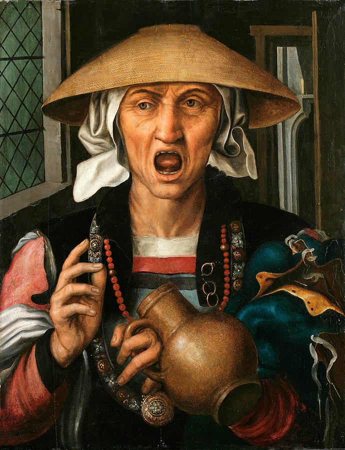 Woman Enraged Painting by Pieter Huys