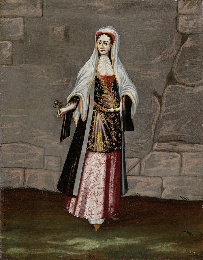 Woman from the Island of Mykonos Painting by Workshop of Jean Baptiste Vanmour