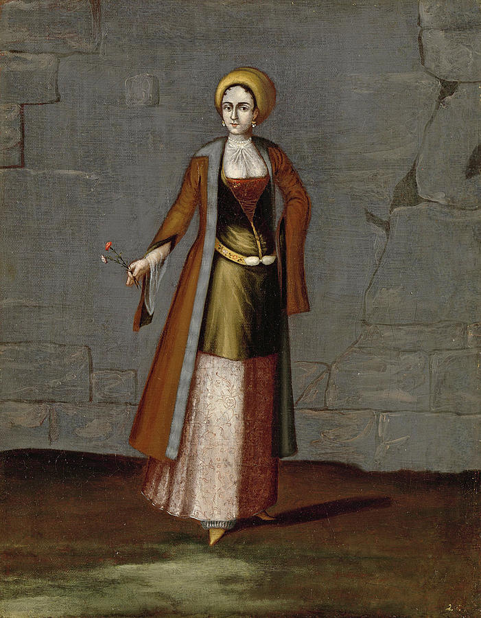 Woman from the Island of Tinos Painting by Workshop of Jean Baptiste Vanmour