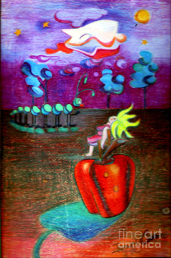 Woman Guarding The Apple Painting by Genevieve Esson