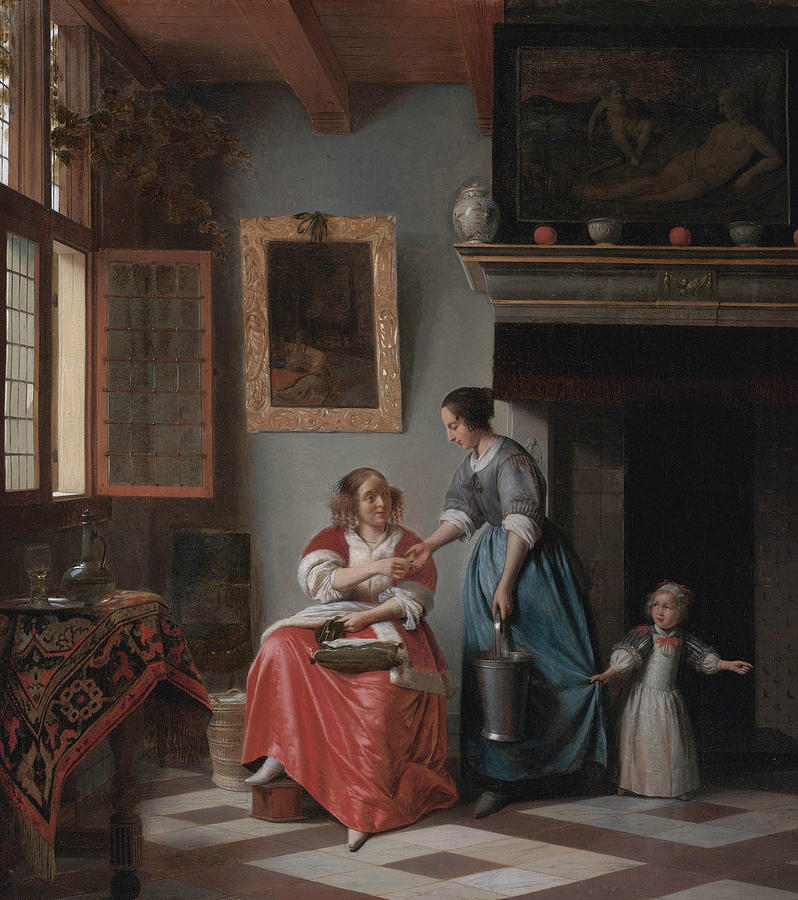 Woman Hands Over Money to Her Servant Painting by Pieter de Hooch