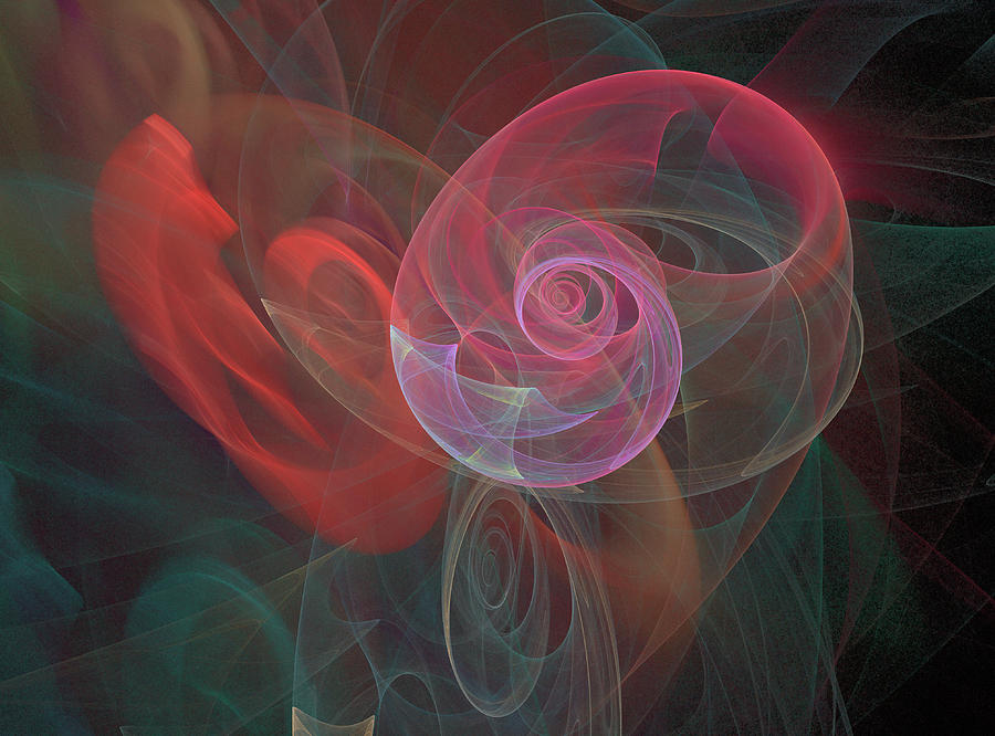 Abstract Digital Art - Woman Heart with Moon Shell by Ronda Broatch