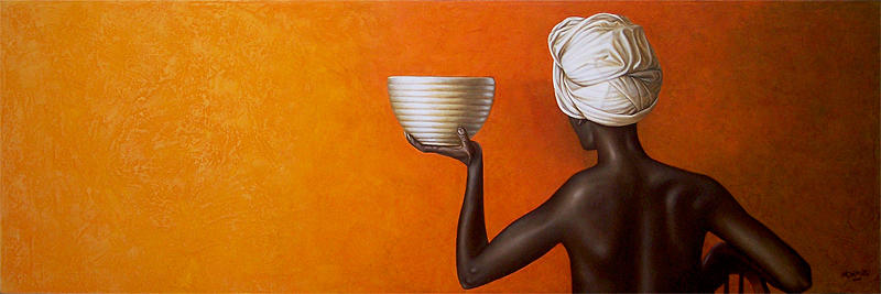 Woman holding a bowl Painting by Horacio Cardozo