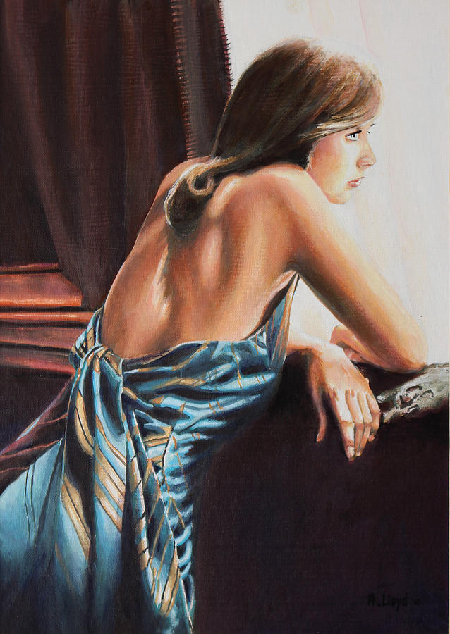 Woman in a Blue Dress Painting by Andy Lloyd