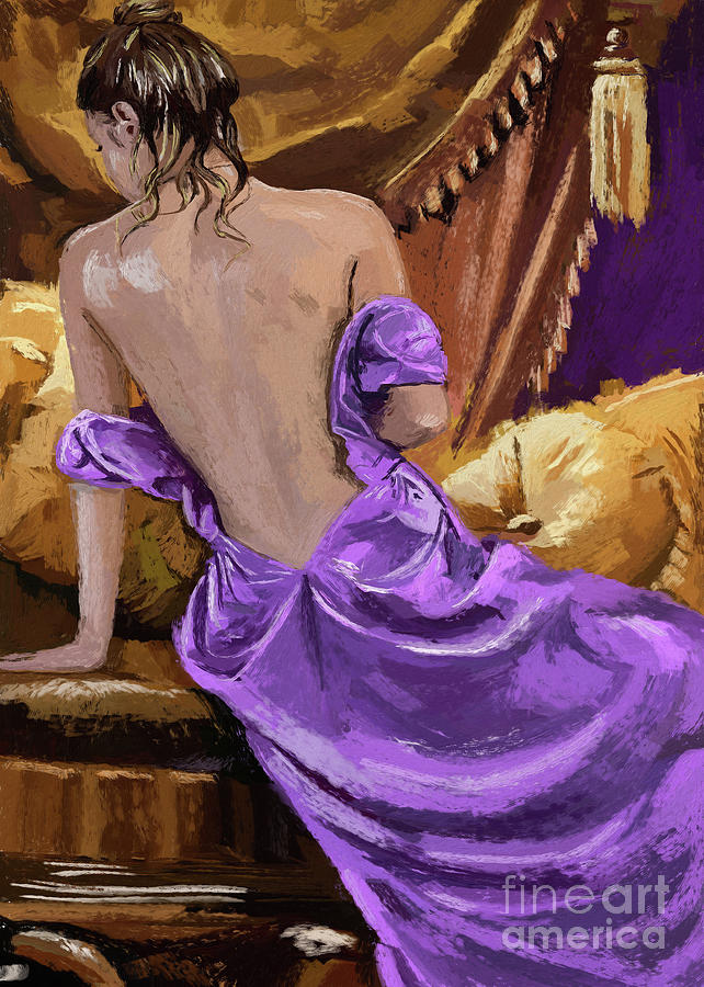 Woman In A Purple Dress Painting by Tim Gilliland