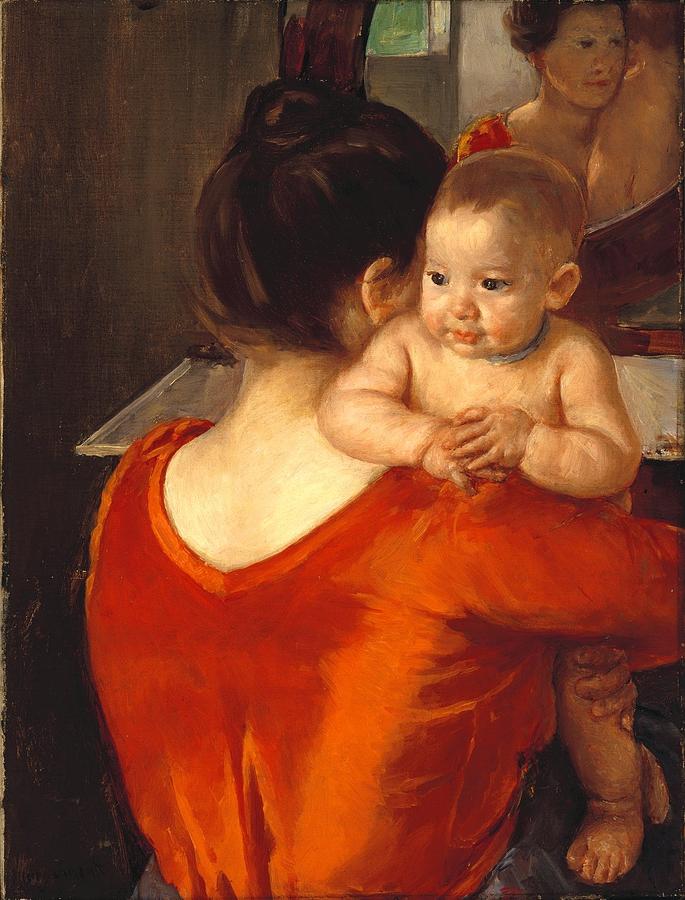 Woman in a Red Bodice and Her Child Painting by MotionAge Designs