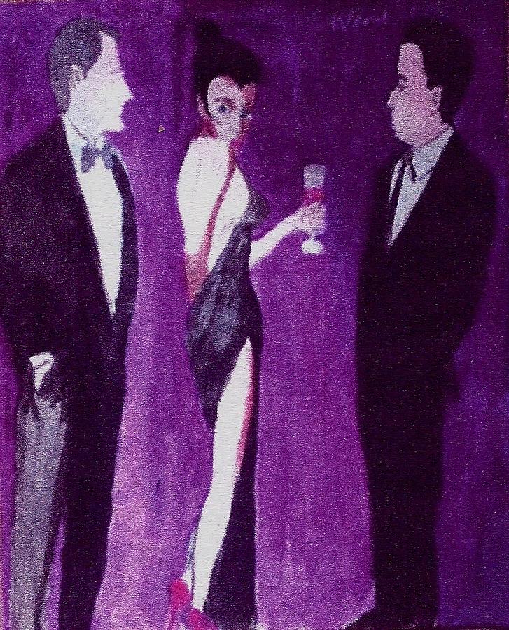 Glamor Painting - Woman In Backless Gown With Drink  by Harry WEISBURD