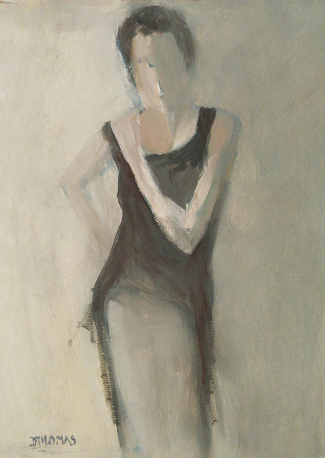 Woman in Black Dress Painting by Donna Thomas