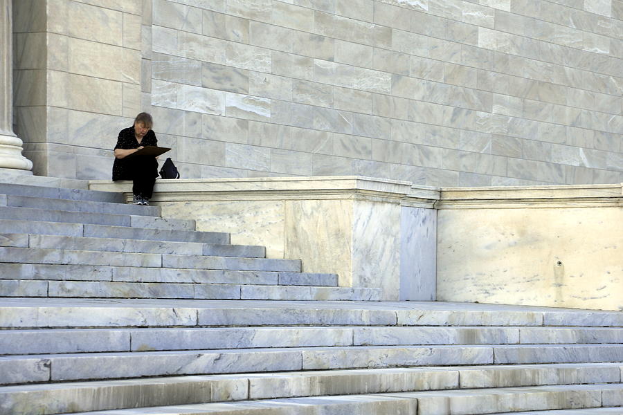 Woman in Black on Marble Steps Photograph by Valerie Collins