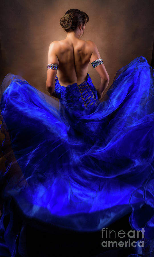 Woman in a billowing Blue gown Photograph by Maggie Mccall
