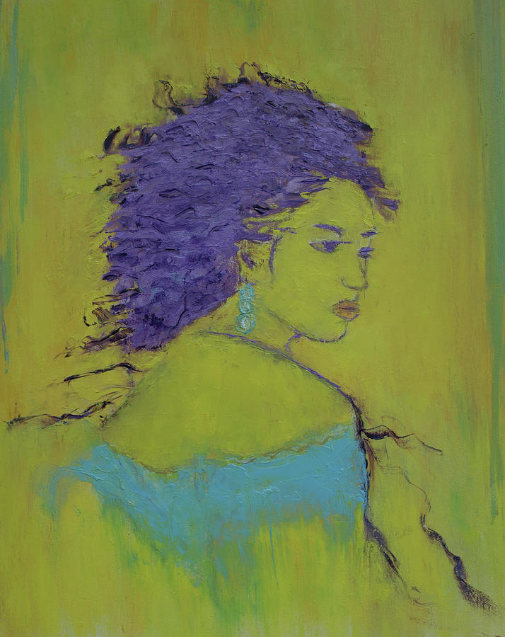 Music Painting - Woman in blue by Crina Iancau