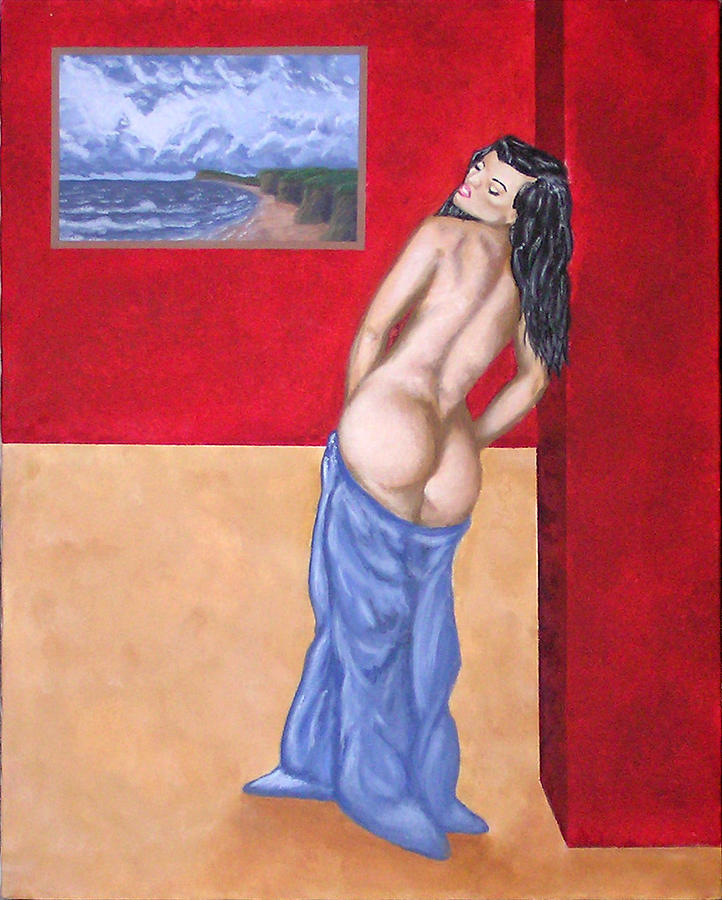 Woman in blue robe Painting by Adam Johnson