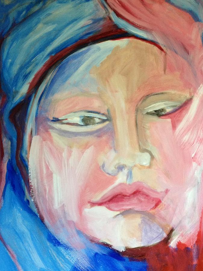 Woman in Blue Painting by Rosalinde Reece