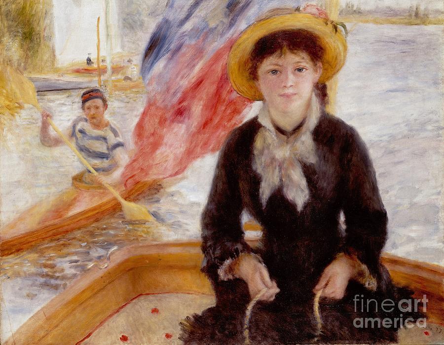 Pierre Auguste Renoir Painting - Woman in Boat with Canoeist by Renoir