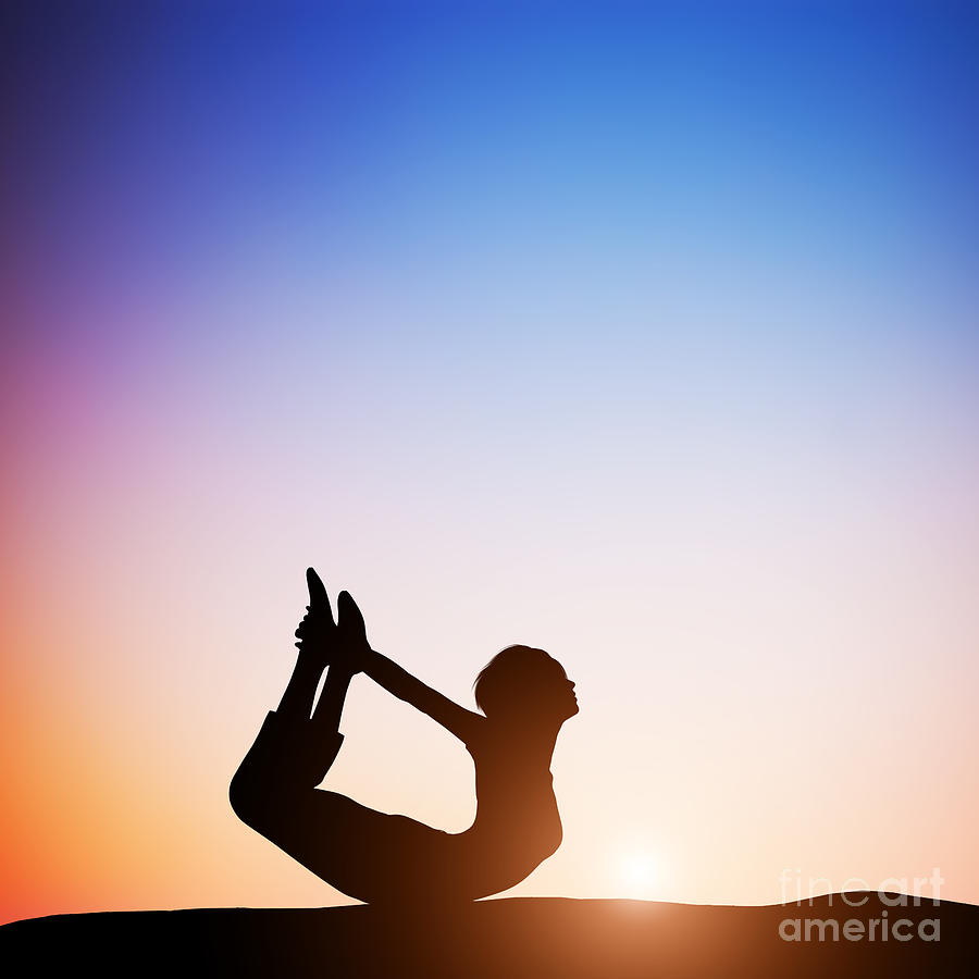Silhouette Woman Boy Standing Yoga Pose Sunset Camping Beautiful Sky Stock  Photo by ©anatoliy_gleb 192541294