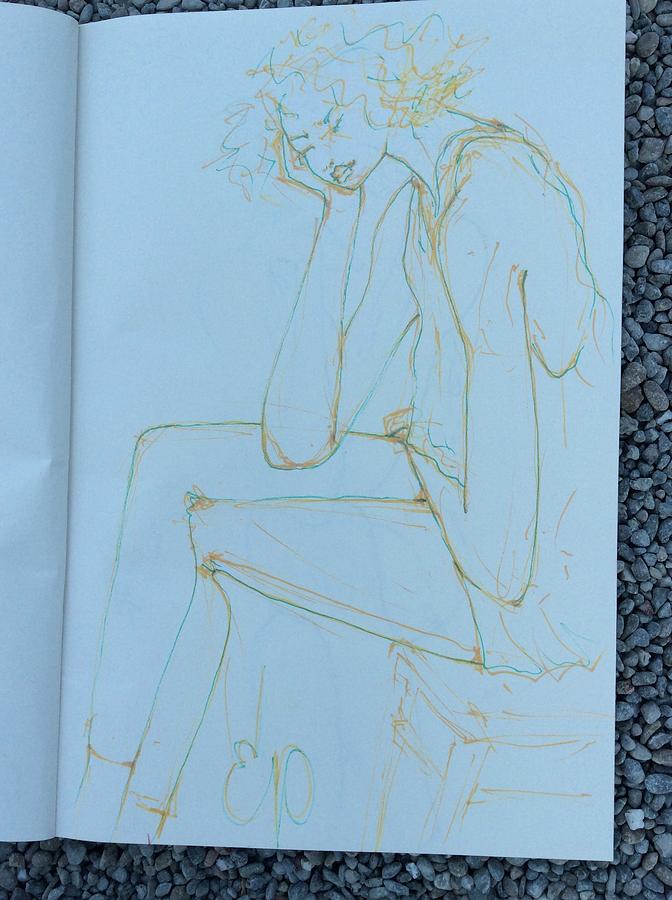 Female Drawing - Woman In Despair by Elizabeth Parashis