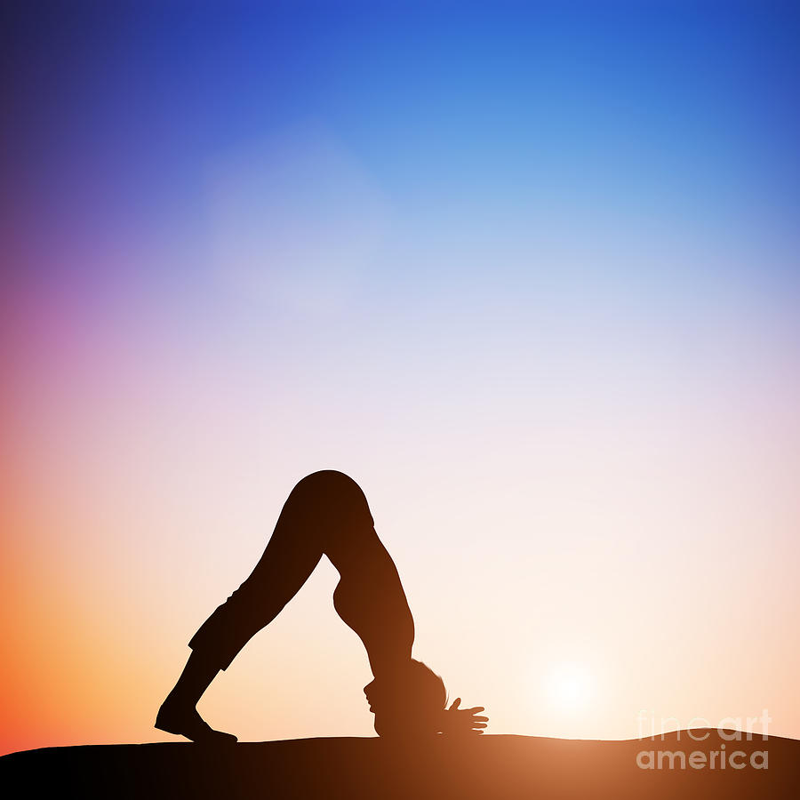 Woman in dolphin yoga pose meditating at sunset Photograph by Michal Bednarek
