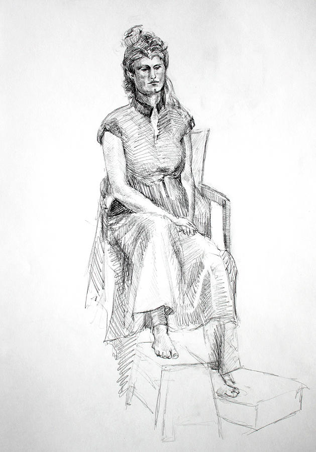 Woman in Dress Drawing by Mark Johnson