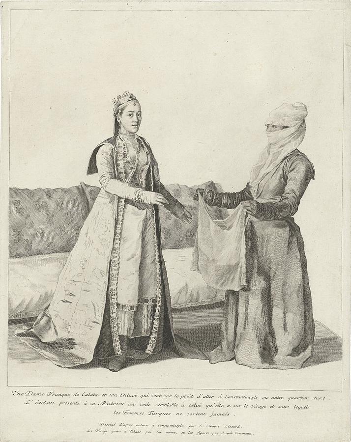 Woman in Galata gets a veil, Jean-Etienne Liotard, 1745 Painting by Celestial Images