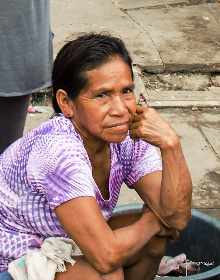 Peru Photograph - Woman in Market by Allen Sheffield