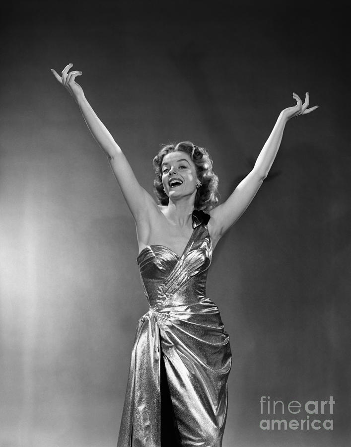 Woman In Metallic Dress, C.1950s Photograph by Debrocke/ClassicStock