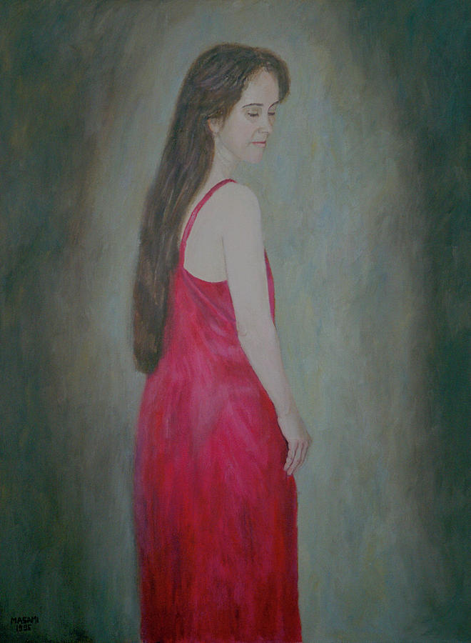 paintings of women in red dresses