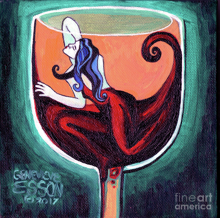 Wine Painting - Woman In Red by Genevieve Esson