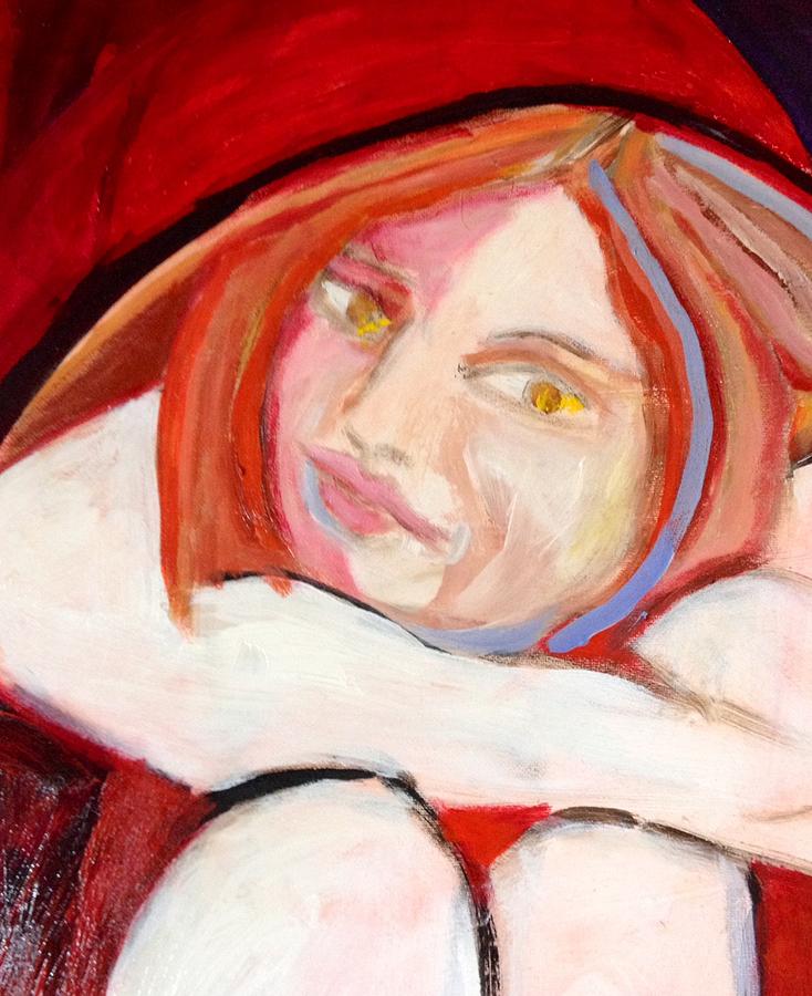 Woman in Red Painting by Rosalinde Reece