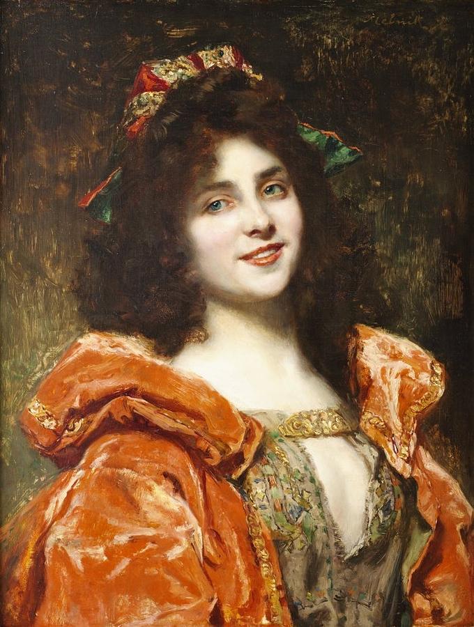Woman In Renaissance Dress Painting By Camillo Melnik Pixels