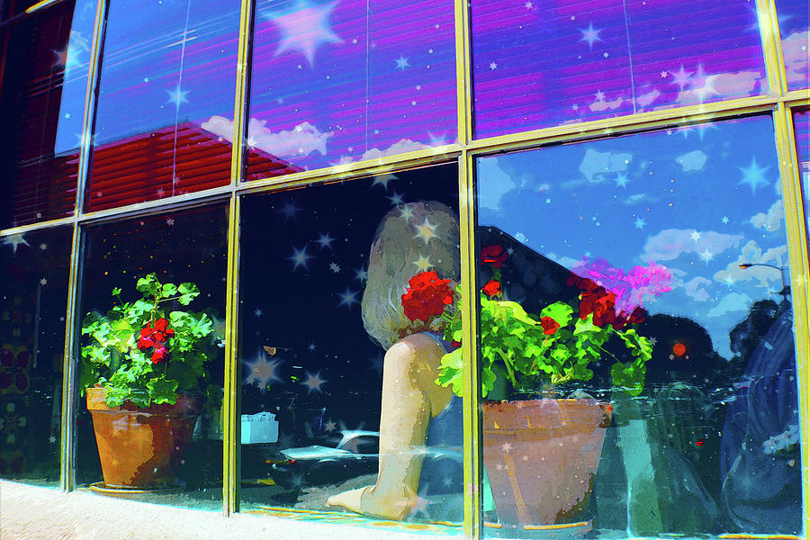 Woman in Santa Fe Window Digital Art by Susan Vineyard