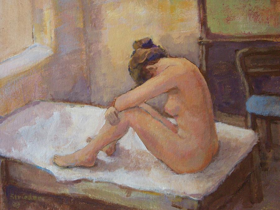 Woman in the hotel Painting by Alfons Niex