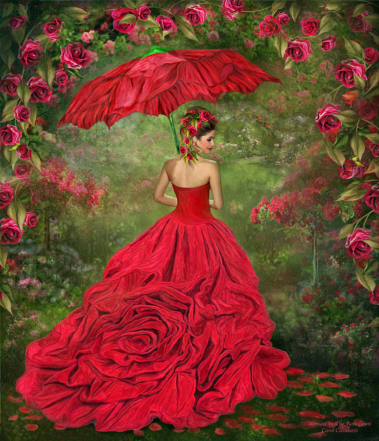 Woman In The Rose Gown Mixed Media by Carol Cavalaris