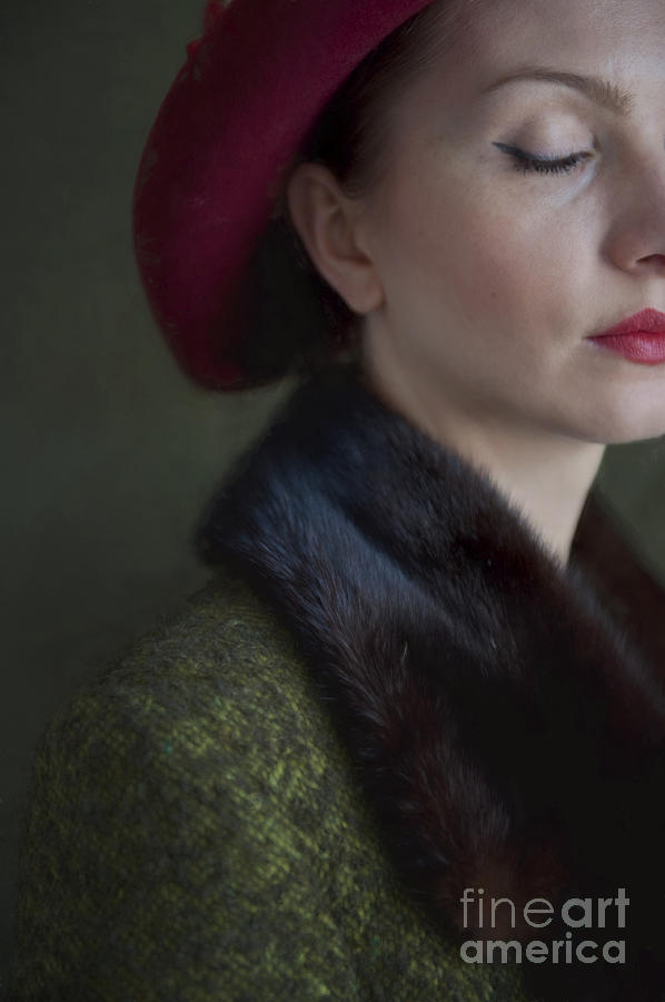 Woman In Vintage Clothing With Closed Eyes Photograph by Lee Avison